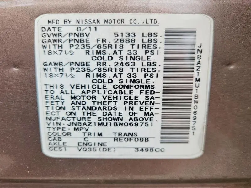2011 NISSAN MURANO S  