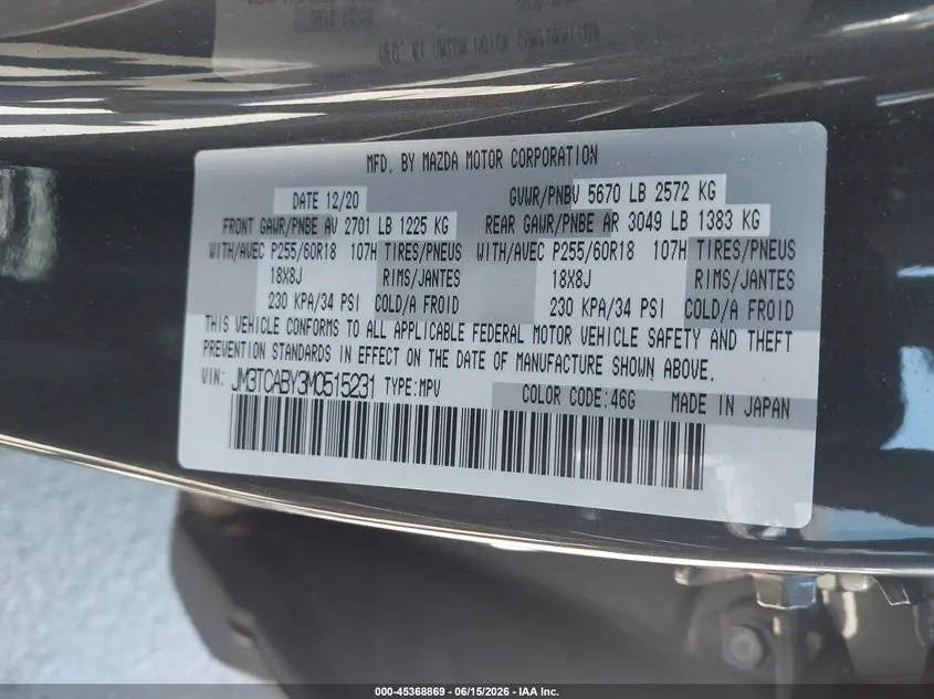 2021 MAZDA CX-9 SPORT