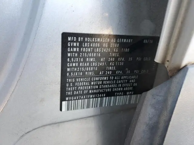 2015 VOLKSWAGEN TIGUAN S  