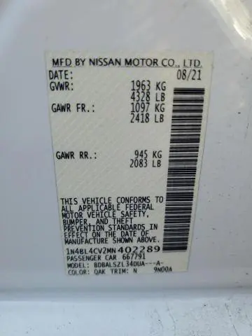2021 NISSAN ALTIMA SR  