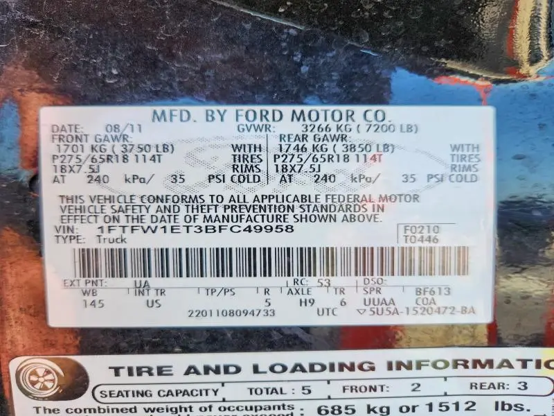 2011 FORD F150   