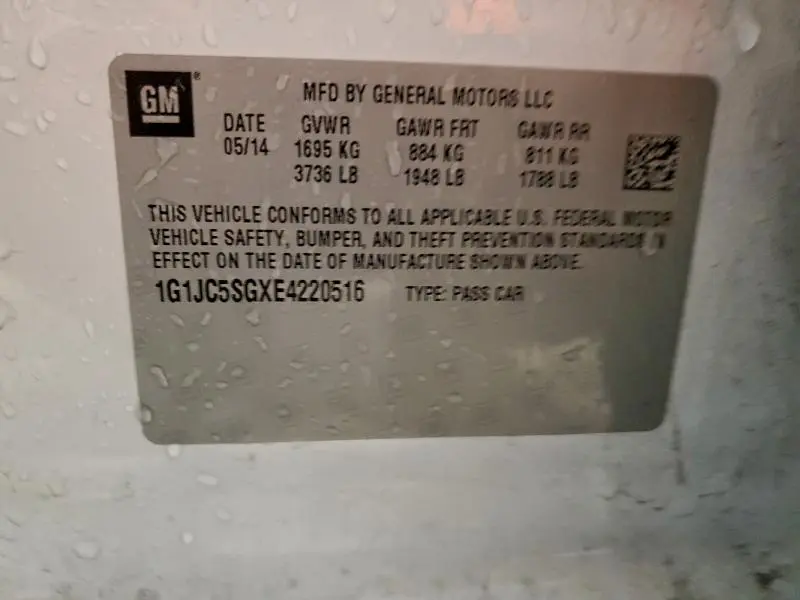 2014 CHEVROLET SONIC LT  