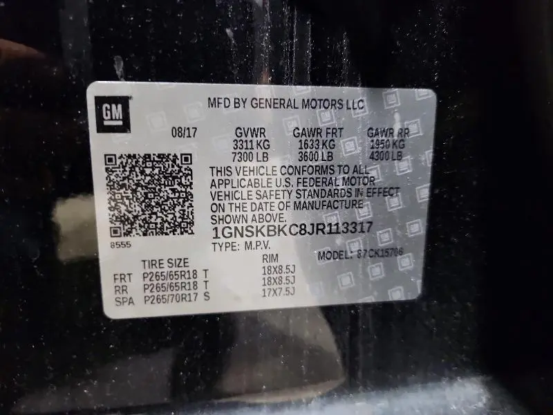 2018 CHEVROLET TAHOE K1500 LT  