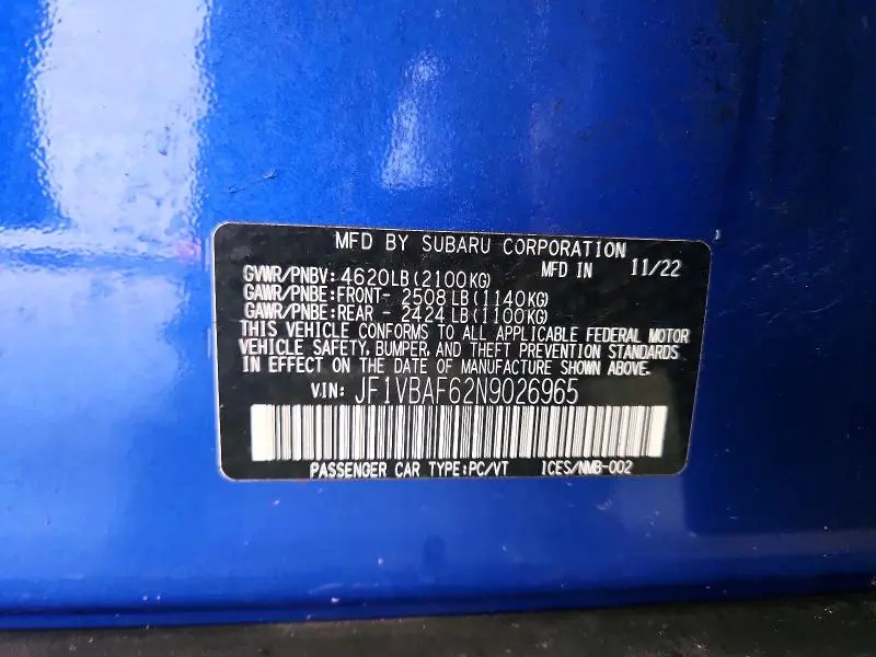 2022 SUBARU WRX PREMIUM  