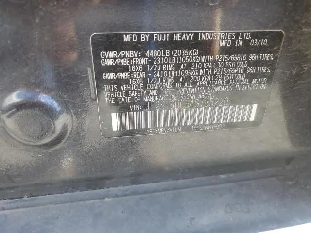 2010 SUBARU FORESTER XS  