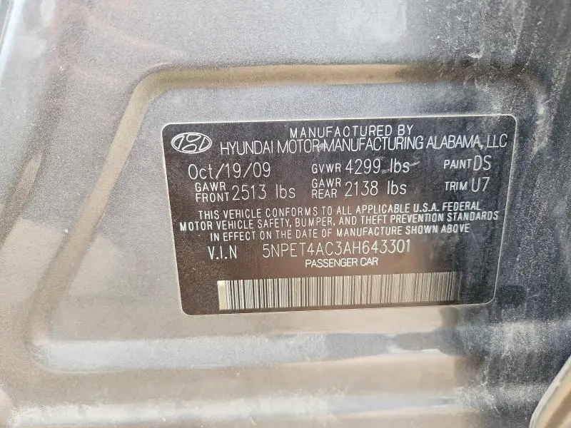 2010 HYUNDAI SONATA GLS  