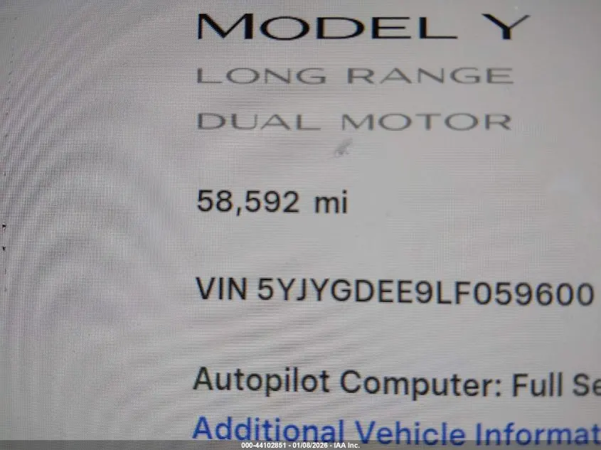 2020 TESLA MODEL Y LONG RANGE DUAL MOTOR ALL-WHEEL DRIVE