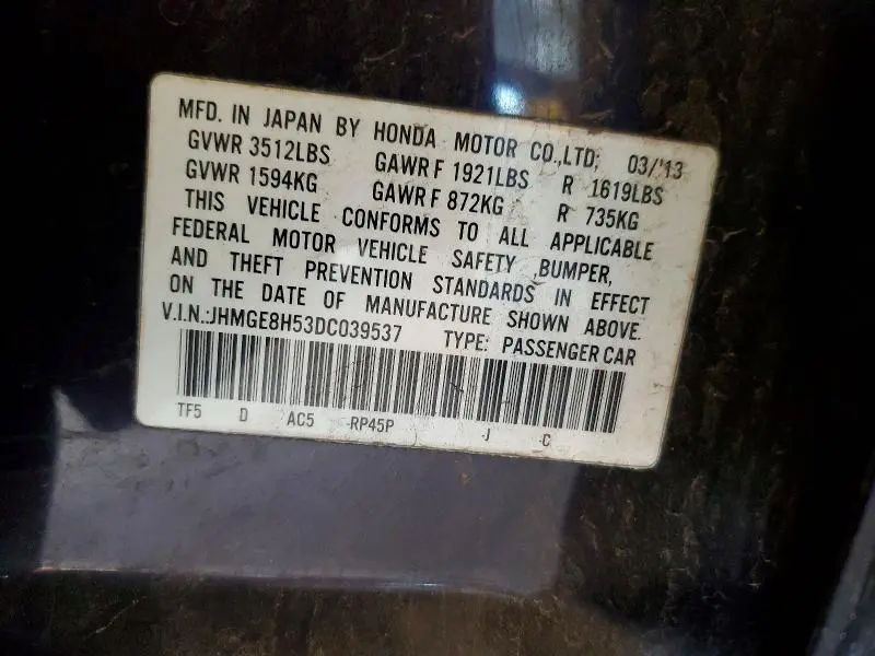 2013 HONDA FIT SPORT  