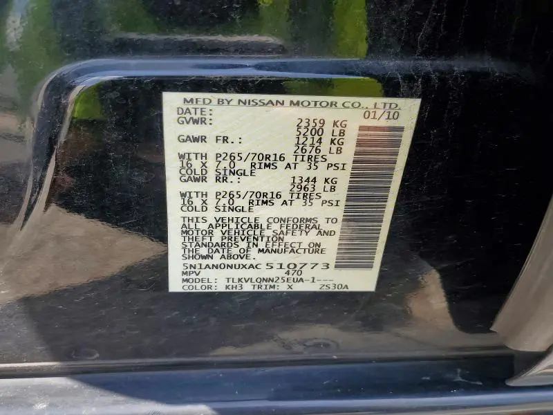 2010 NISSAN XTERRA X  