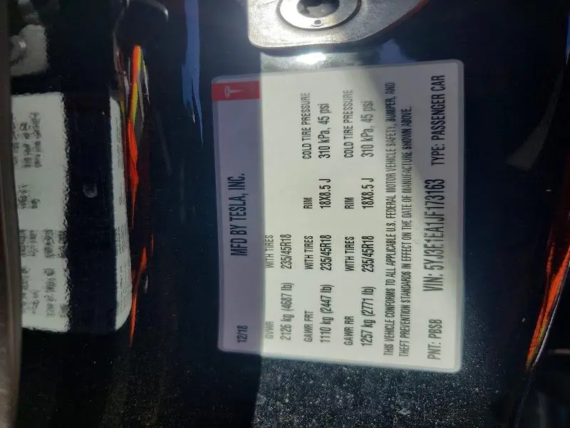 2018 TESLA MODEL 3   