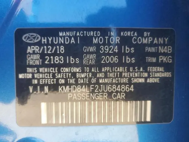 2018 HYUNDAI ELANTRA SEL  