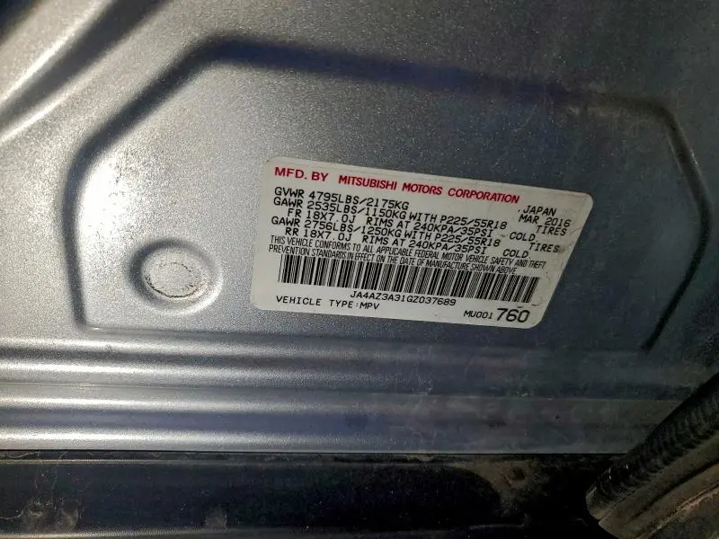 2016 MITSUBISHI OUTLANDER SE  