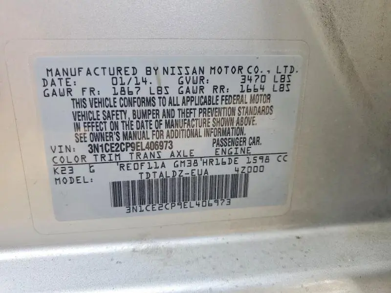 2014 NISSAN VERSA NOTE SV  