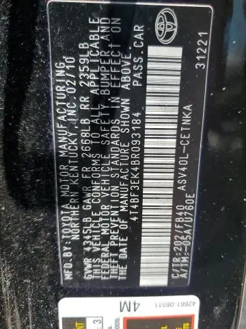 2011 TOYOTA CAMRY BASE  