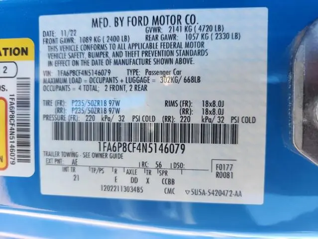 2022 FORD MUSTANG GT