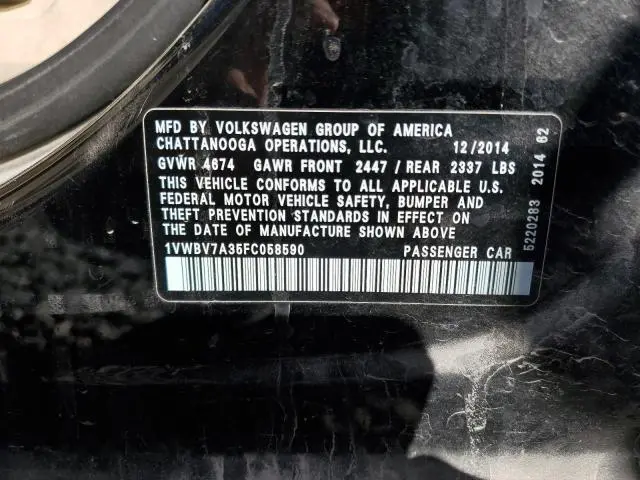2015 VOLKSWAGEN PASSAT SE  