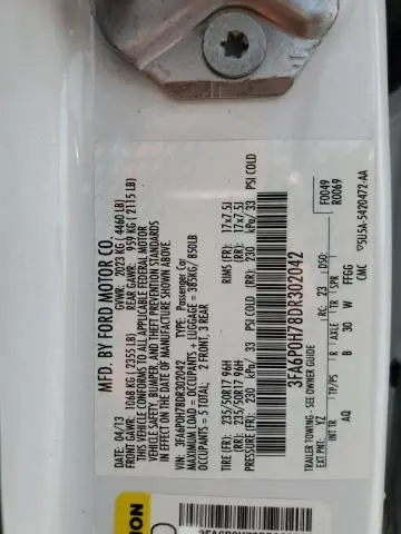 2013 FORD FUSION SE  