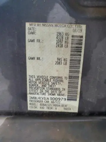 2020 NISSAN ALTIMA SR  