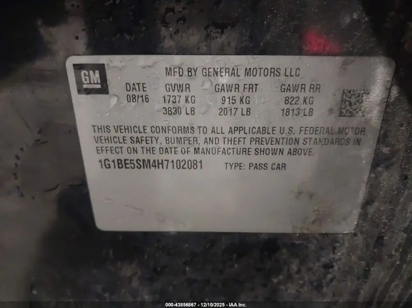 2017 CHEVROLET CRUZE LT AUTO