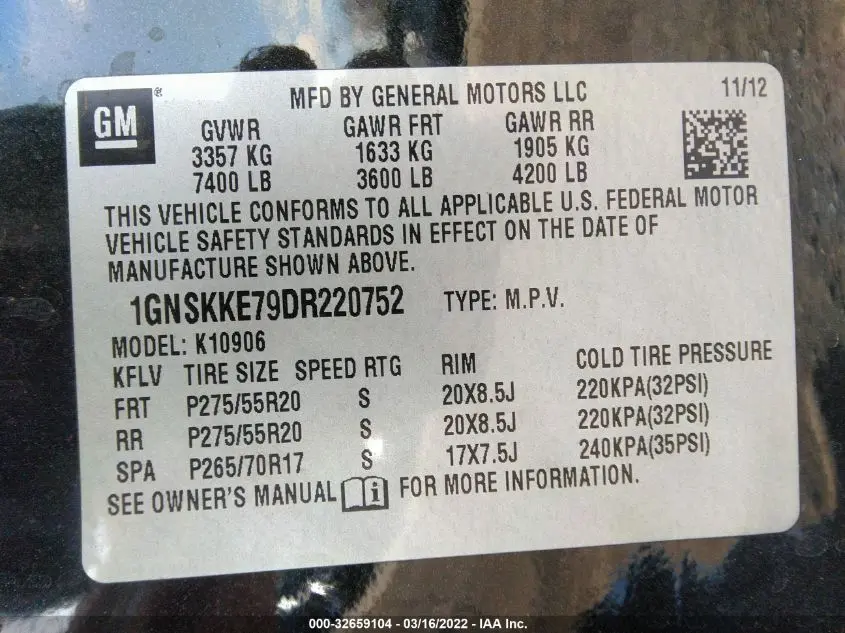 2013 CHEVROLET SUBURBAN 1500 LTZ