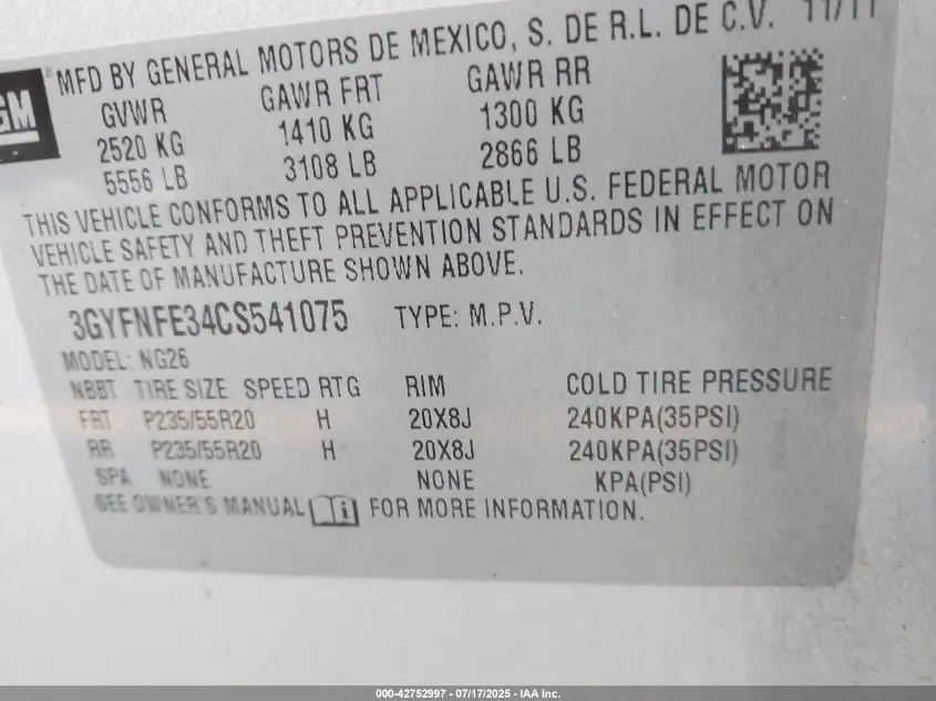 2012 CADILLAC SRX PREMIUM COLLECTION