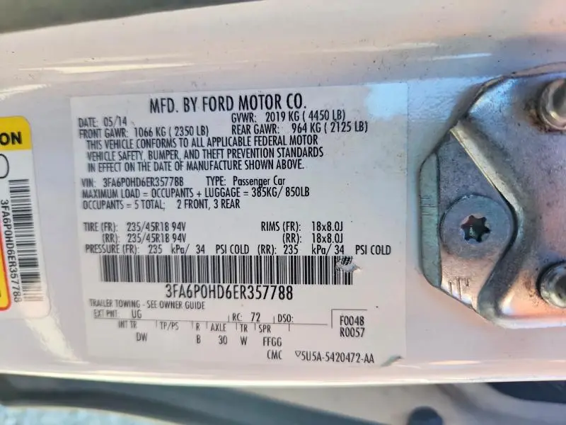2014 FORD FUSION SE  