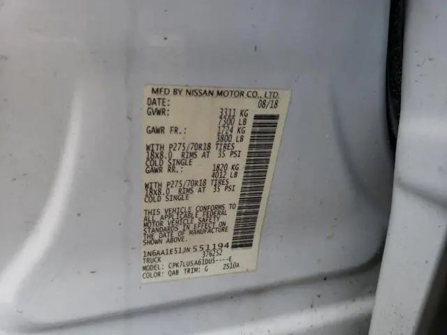 2018 NISSAN TITAN SV  