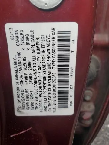 2013 HONDA CIVIC EX  
