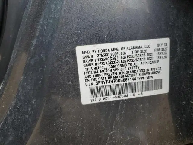 2013 HONDA PILOT EXLN  