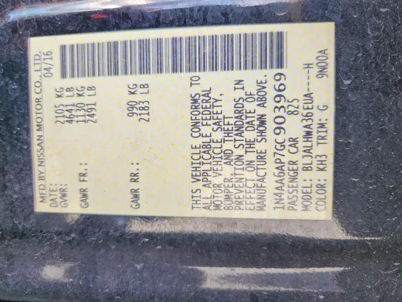 2016 NISSAN MAXIMA PLATINUM  