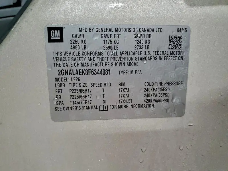 2015 CHEVROLET EQUINOX LS  