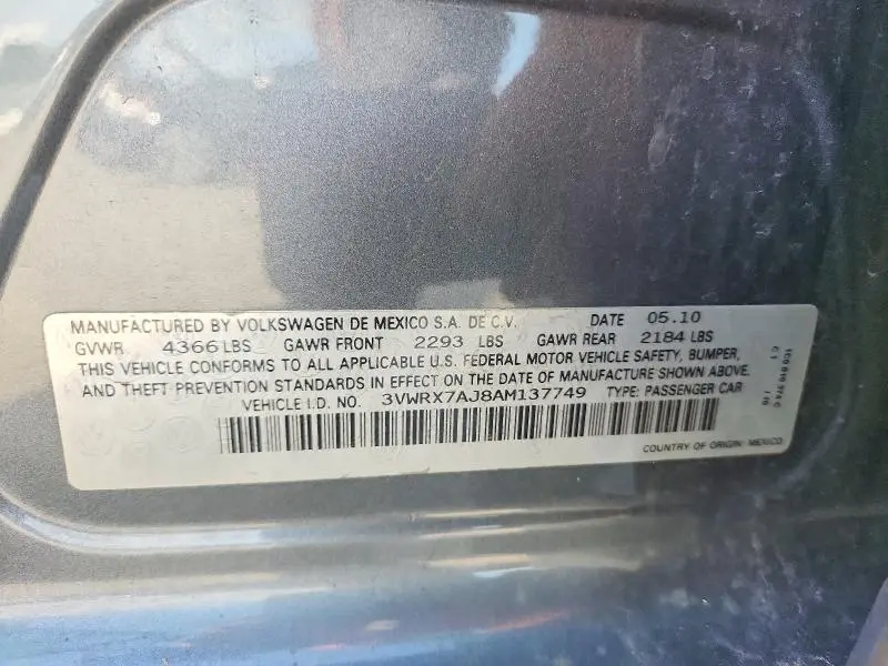 2010 VOLKSWAGEN JETTA SE  