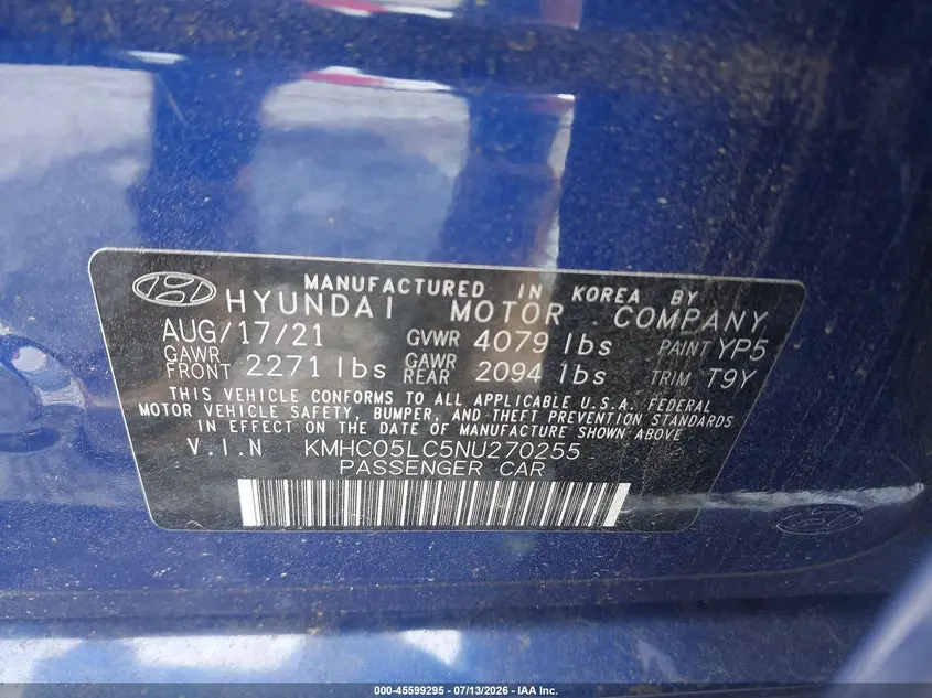 2022 HYUNDAI IONIQ HYBRID LIMITED