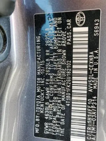 2016 TOYOTA CAMRY HYBRID  