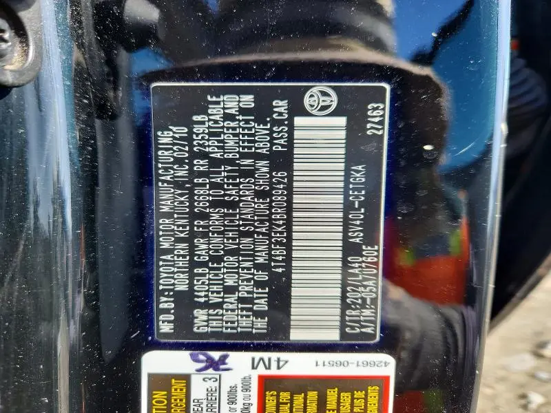 2011 TOYOTA CAMRY XLE  