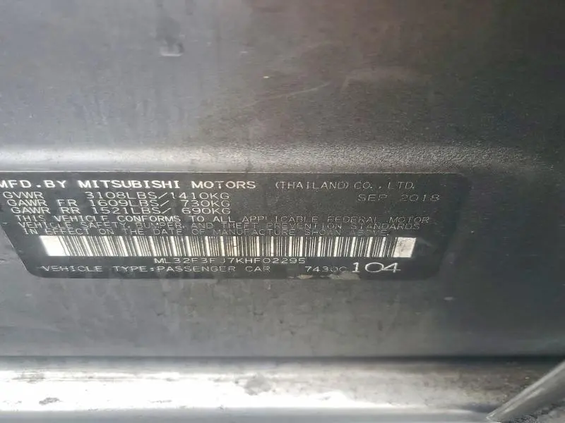 2019 MITSUBISHI MIRAGE G4 ES  