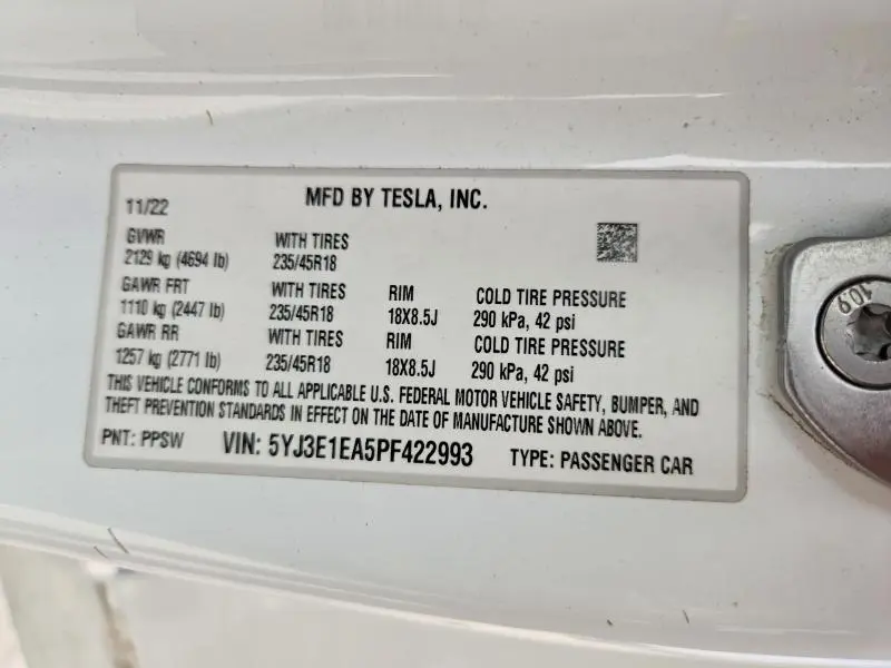 2023 TESLA MODEL 3   