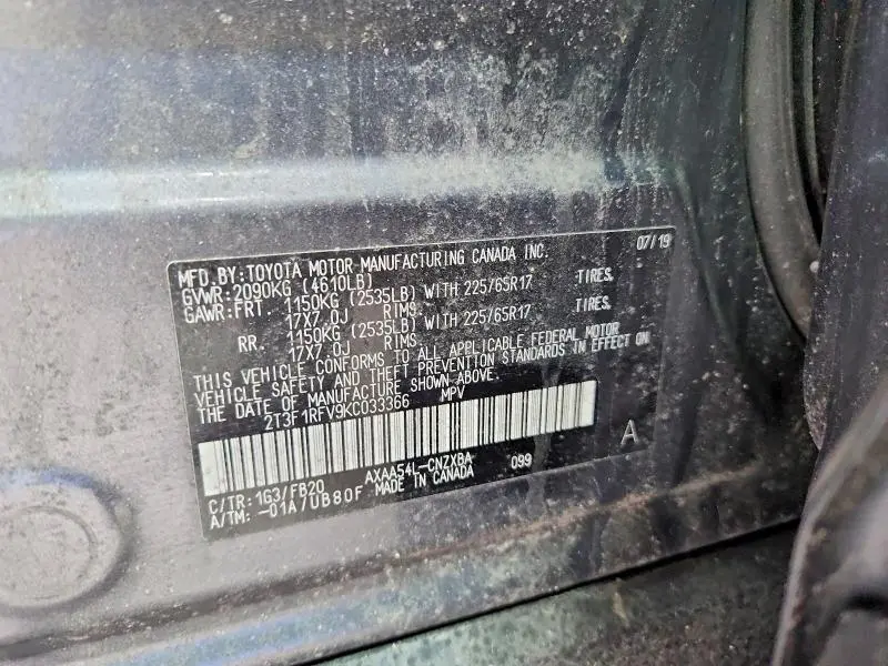 2019 TOYOTA RAV4 LE  