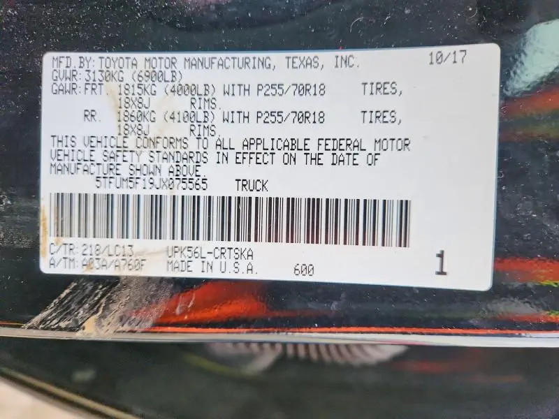 2018 TOYOTA TUNDRA SR  