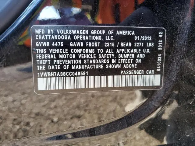 2012 VOLKSWAGEN PASSAT SE  
