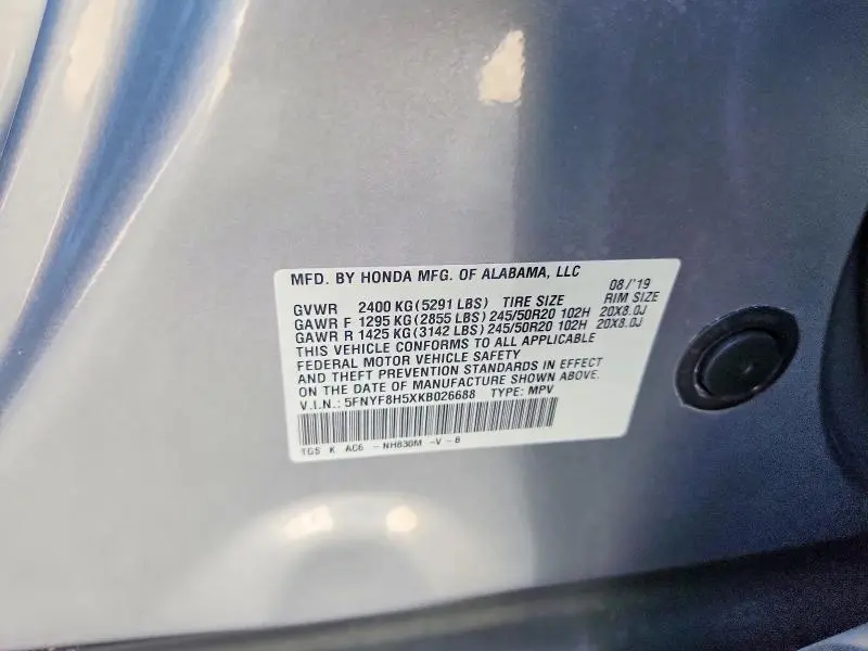 2019 HONDA PASSPORT EXL  