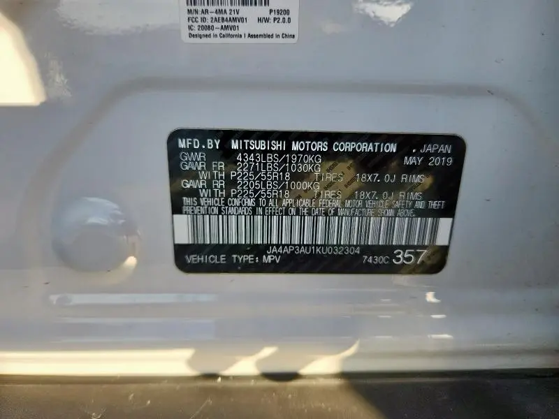 2019 MITSUBISHI OUTLANDER SPORT ES  