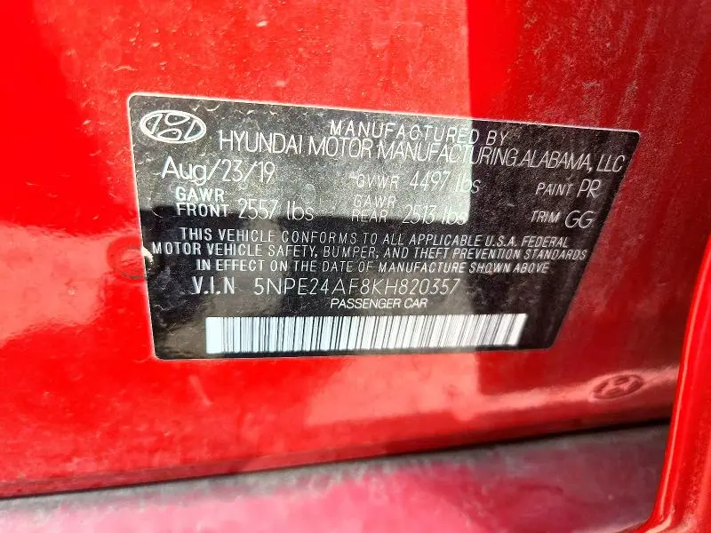 2019 HYUNDAI SONATA SE  
