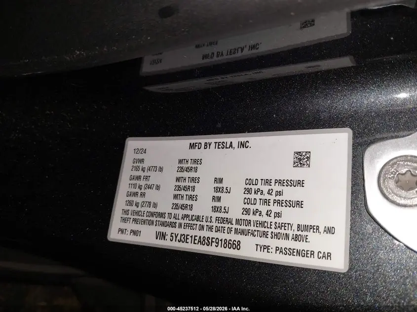 2025 TESLA MODEL 3 LONG RANGE REAR-WHEEL DRIVE/STANDARD REAR-WHEEL DRIVE