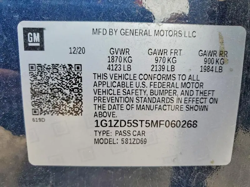 2021 CHEVROLET MALIBU LT  