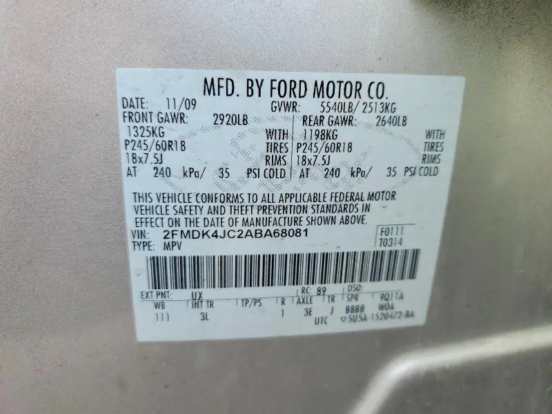 2010 FORD EDGE SEL  
