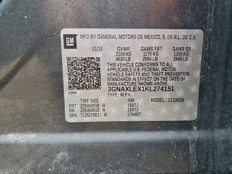 2019 CHEVROLET EQUINOX LT  