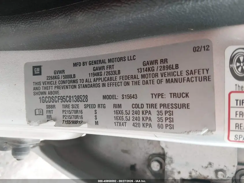 2012 CHEVROLET COLORADO LT W/1LT