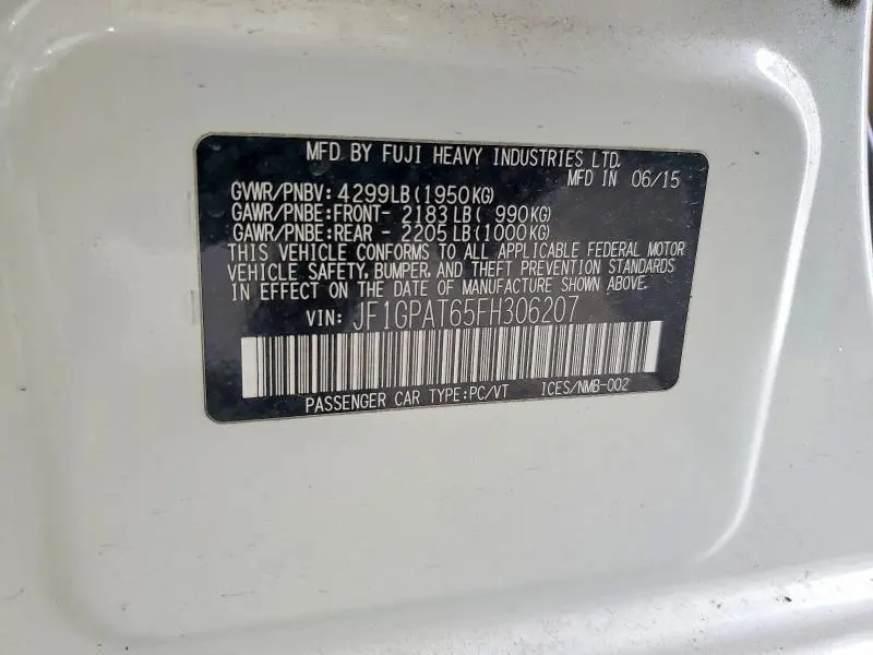 2015 SUBARU IMPREZA SPORT  