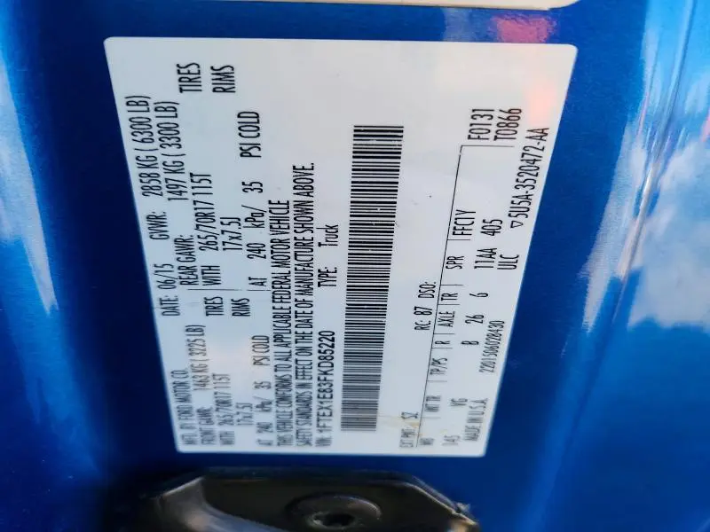 2015 FORD F150 SUPER CAB  